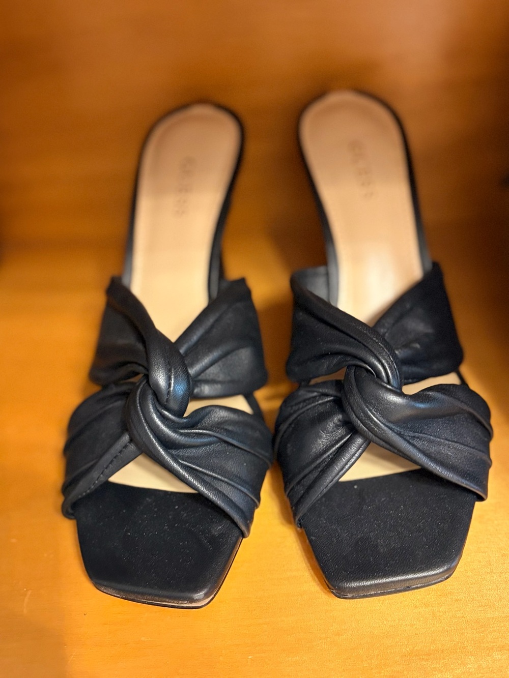 Guess Black Knotted Slide Heels